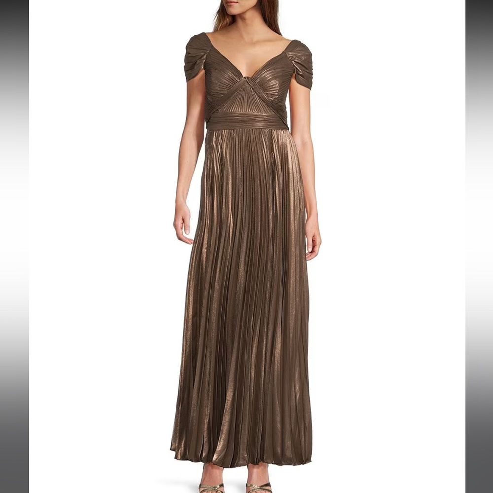 NWT Antonio Melani Zaira Chiffon Off-the-Shoulder Cap Sleeve Dress